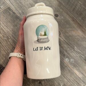 White Ceramic Snow Globe Jar